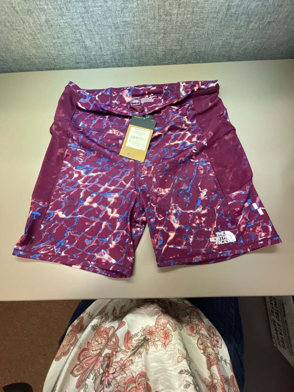 The North Face Women's Limitless Run Shorts Maroon Multi Abstract Print Athletic